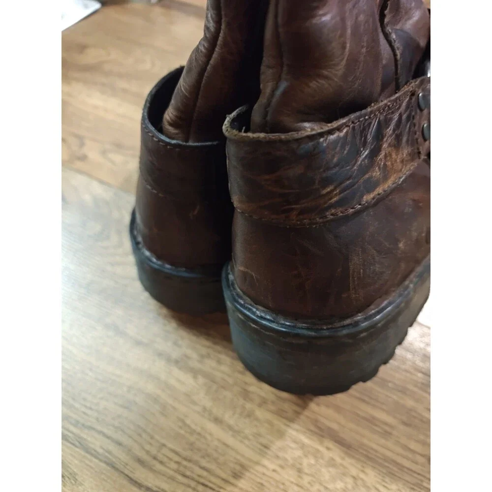 Born Mens Brown Leather Harness Engineer Moto Boots M6543 Size 9.5 Biker